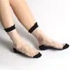 Socks & Hosiery 1 Pair Women Flower Sock Summer Lace Crystal Glass Silk Short Thin Transparent Roses Jacquard Elastic Ultrathin