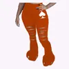 Bootcut-Hose für Damen, Schlaghose, Legging, Freizeithose, Modedruck, sexy Lochbein-Sporthose für Damen, klw4677
