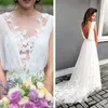 2021花のレースのビーチのウェディングドレスBoho Bridal Gowns Appleicesビーズセクシーな幻想の首バックレス花嫁のドレスvestidos de Novia