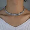 12mm kubanska länkkedjor halsband mode guld cz hiphop smycken bling aaa zircon 2 rad iced out halsband choker för kvinnor