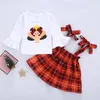 Kinderkleding Halloween Thanksgiving Kinderkleding Sets Meisjes Lange Mouw Santa Turkije Jarretel Rokken 2pc Boutique Baby Outfits M2682