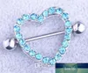 Ringos de escudo do mamilo Barbells Love Heart Medical Aço inoxidável CZ Diamante Riproneiro Mamilo Piercing Jóias Pink Azul Branco