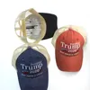 Donald Trump 2024 Casquettes de baseball Patchwork lavé en plein air Make America Great Again chapeau Président républicain Casquette de sport en maille LJJA245665500