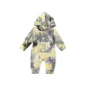 Baby Gold Fluwelen Rompertjes ins Tie-Dye Lange Mouw Oren Hooded Jumpsuits 2020 Herfst Mode Boutique Kinderen Klimmen Kleding M2588