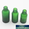 10 15ml 20 30ml Flacon compte-gouttes en verre transparent givré avec couvercle en bambou Bouteille en verre d'huile essentielle Vert givré