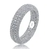New Sparkling Vintage Fine Jewelry Real 100% 925 Sterling Silver Pave White Sapphire CZ Diamond Pink Gemstones Women Wedding Ban R336W