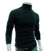 Autumn Men Solid Color Turtle Neck Long Sleeve Sweater Slim Knitted Pullover Top