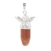Natural Stone Bullet Pendant Necklace Silver Alloy Feminine Charm Small Point Cone Jewelry Birthday Gift for Women Men Girl Boy