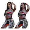 Moda feminina atraente maiô verão beachwear colete sutiã esportivo calções de banho duas peças outfits tubarão impressão banho bodycon bi9081526
