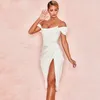 Nouveau satin ivoire irrégulière Off Robe Sexy Party Night Club Robes Robe moulante Robe d'été