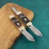 Small Halibut Multifunctional Folding Knife 1.4116 German Steel Brass + Antler Handle Outdoor Camping Hunting Fishing EDC Fruit
