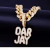 AZ z 20 mm kubańską nazwą niestandardową nazwę małe litery bąbelkowe Naszyjnik dla kobiet mężczyzn z cyrkonem biżuterii 8954917