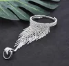 Fashion shiny rhinestone crystal bracelet bangle with ring Jewelry Women girl Wedding Bridal Hand Chain Silver