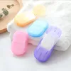 Soap Flakes Portable Health Care Hand Soap Flakes Paper Clean Soaps Disposable Soap Tablet Box Home Travel Supplies About 7*5*1.8cm BT140