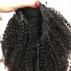 Capelli umani con coulisse Coda di cavallo 10A Natural Black Afro Kinky Curly Extension per le donne Clip di capelli brasiliani vergini al 100% in dritto