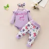 Baby Autumn Clothing sätter långärmad bokstäver Tryck Romper Top Leopard Floral Pants Pannband 3PCSSet Boutique Newborn Girls 5186808