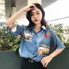 Women's Blouses & Shirts Summer Girls Retro Sweet Blouse Rose Print Short Sleeve Women Floral Chiffon Loose Top1