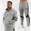 Mäns Tracksuits Mens TrackSuit Streetwear Casual Suit Hoodie Plus Byxor Jogger Utomhus Mode Kläder Sportkläder