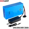 750W electric bike battery 48V 36V 24V 20Ah lithium pack 18650 7S 250W 1000W scooter