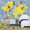 Milofi personnalisé 3D papier peint mural enfants dessin animé carte du monde fond mur grand papier peint mural