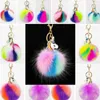 Plush Fluffy Fur Ball Key Holder Unicorn Keychain Designers Bag Pendant Key Ring Rabbit Hair Poms Artificial Balls Key Chain 13 CO6524419