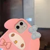 3D Cartoon Cute Cinnamoroll specchio con cordino custodie per iPhone 13 12 11 pro X Xs XR Max SE 7 8plus Giappone adorabile gatto My Melody co5676927