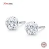 TONGZHE Statement Earrings For Women 925 Sterling Silver 6*6mm Clay Micro Pave Disco Ball Stud Earrings Modern Jewelry