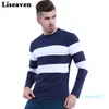 Vente chaude Nouveau Automne Hiver Hommes T-shirt À Manches Longues O Cou Spandex Casual Rayé T-shirt pour Hommes Designer T-shirt Taille Asiatique