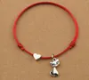 20pcs/lot Lucky Red Cord Heart Love Cats Charm Bracelets Adjustable for Women Men Best Friend Jewelry Gifts