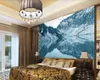 リビングルームのファンタジー風景リフレクション湖と山のロマンチックな風景装飾的なシルク3D壁画の壁紙のための3Dの壁紙