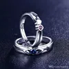 女性の男性のブランドデザイン925スターリングシルバーの結婚指輪クリスタルメンジェンストーンリング