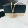 Brass classic necklace French Couture CZ Cubic Zirconia letter pendant necklace fashion women039s sweater chain1708372