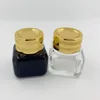 15G Amber Glas Lege Hervulbare Vierkante Cosmetische Potten Lege Gezichtscrème Lotion Lippenbalsem Opslag Container Zalfpotje Pot Fles met Gouden Deksels