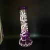 25 cm 10 inch Premium Glow in The Dark Purple Hookah Water Pipe Bong Glass Bongs met Stem US Warehouse