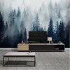 Milofi non-woven wallpaper mural Nordic modern minimalist fresh cloud forest living room sofa TV background decorative painting