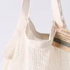 Återanvändbar Shopping Bag Frukt Grönsaker Eco Friendly Livsmedelsväska Portable Storage Bag Tote Mesh Net Cotton String Storage Väskor