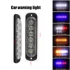 Toptan 100 adet Kırmızı 6 LED Ultra-ince Araba Yan Marker Işıkları Kamyon Strobe Flaş Lambası Için LED Yanıp Sönen Acil Uyarı Işığı