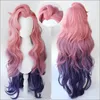 LoL Seraphine Cosplay perruque KDA Cosplay vague lâche droite rose mélangé violet perruques résistant à la chaleur synthétique jeu de cheveux