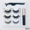 3Pairset Magnetiska ögonfransar False Lashes Liquid Eyeliner Tweezer Eye Makeup Set 3D Magnet False Eyelashs Inget lim NEE1622485