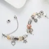 Whole-Charm Beaded Bracelet for Jewelry Silver Plated DIY Peach Heart Pendant Bracelet with Box Valentine's Day Gift177j