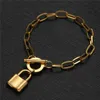 New Fashion Punk Hip hop Style Stainless Steel Toggle Padlock Charm Bracelet for Women Men OT Buckle Padlock Bracelet Jewelry Best Gift