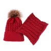 5 couleurs Baby Cap Scarf Set Toddler Winter Winch Warm Fur Ball tricot chapeaux Round Ring Treates Écharpes Kids Tricots Bonnet Bonnet Cou Nec 8334623