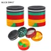 RICH DOG Rasta Kleur Aluminium Roken Grinder Siliconen Opslag Stash Potten 63MM 5 Stuk Metalen Tabak Grinder Kruiden Crusher4926902