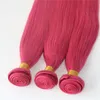 Human Hair Extensions Hot Pink Fuchsia Menselijk Haar Weeft Braziliaanse rechte Maagd Haar 100 Gram / Stuk Beste Kwaliteit