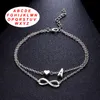 Vente chaude Mode 925 Argent Infinity Amour Coeur Bracelets 26 Lettres Initiales Cheville Bracelet pour Bijoux En Gros