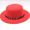Cappello Fedora per feltro di colore solido classico per uomini donne in lana berretto jazz cappa largo bordo semplice cappello a cilindro piatto 27451299768