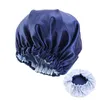 New Hijab Reversible Satin Bonnet Double Layer Large Size Sleep Night Cap Head Cover Bonnet Hat for For Curly Springy Hair Black