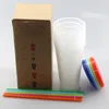 710 мл изменение цвета Cupphermochromic Cup Plasticle Plasting Tumblers Color Изменить PP с крышкой и соломой 5 шт. / Установите смешанный цветной корабль на океаном