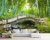Özel 3d manzara duvar kağıdı küçük köprü ve güzel bambu orman 3D manzara boyama oturma odası yatak odası hd duvar kağıdı