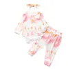 Autumn New Baby Tie-dye Clothing Sets Long Sleeve Romper + Trouser + Headbands 3Pcs/sets Fashion Infants Boy Girls Gradient Outfits BY1579